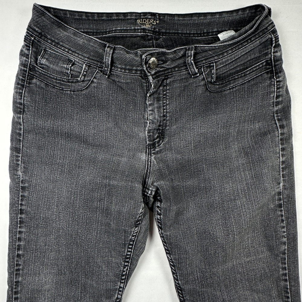 Riders by Lee Womens Straight Leg Jeans Washed Black Faded Denim Size 14L 34x31‎